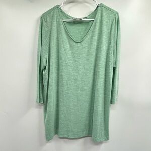 Linea Louis Dell'Olio Seafoam Green 3/4 Sleeve Scoop Neck Top Shirt Size XL